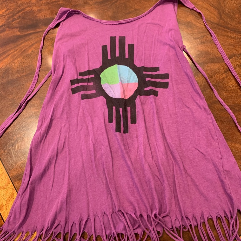 Purple strap back sleeveless shirt